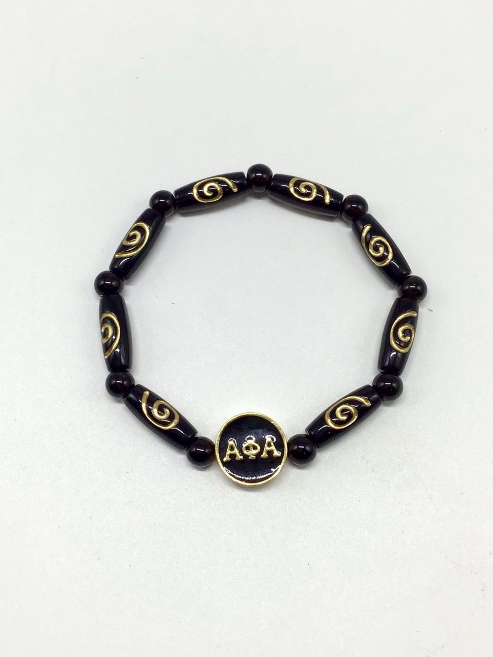 Alpha Phi Alpha Black and Gold Stretch Bracelet